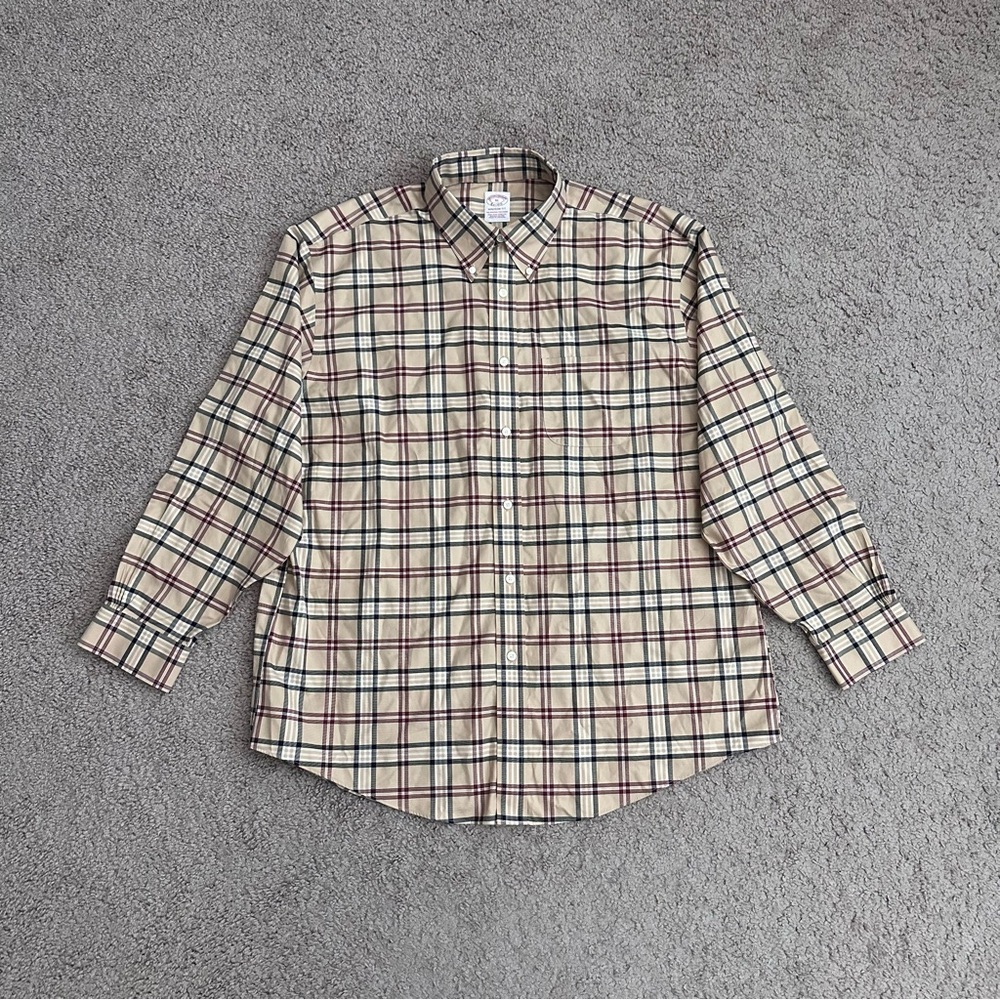 Brooks Brothers Madison Fit Supima Cotton Non-Iron Button Down Tartan Shirt XL